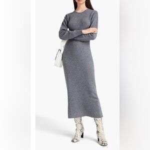 Le Kasha Open back pointelle-knit %100 organic cashmere dress. Size Large NWT